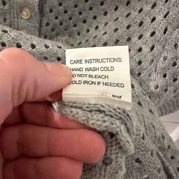 Y2K VINTAGE LIZETTE COLLECTION scallop collar crop grey woman acrylic sweater L - Picture 8 of 12